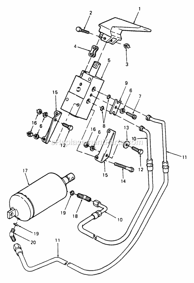 Hydraulic Lift Controls Diagram and Parts List for 2086 880001-899000, 14A-735-100, 146-735-100 Cub Cadet Lawn Tractor